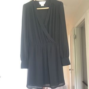 Coincidence & Chance Black Lined Surplice Dress S